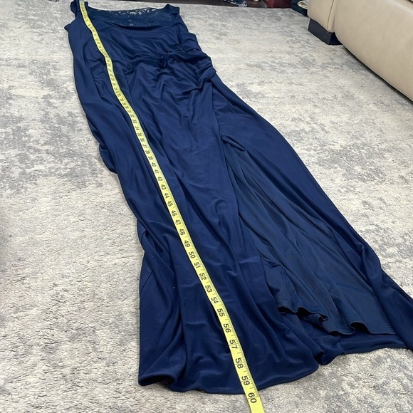 New Adrianna Papell Sleeveless Jersey Gown Embellished Lace Cowl Back Midnight - Picture 13 of 15